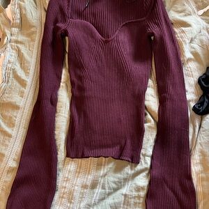 Burgundy Ribbed Long Sleeve Top (NEVER WORN)